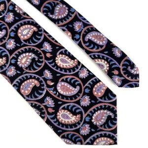 Robert Talbott Nordstrom Mens Finest Silk Paisley Handmade Neck Tie Black Purple